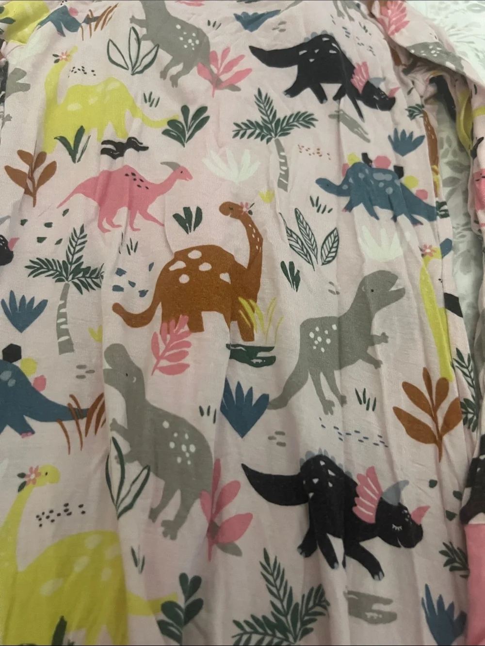 Little Sleepies Pink Dinosaur Print Zippered Pajama